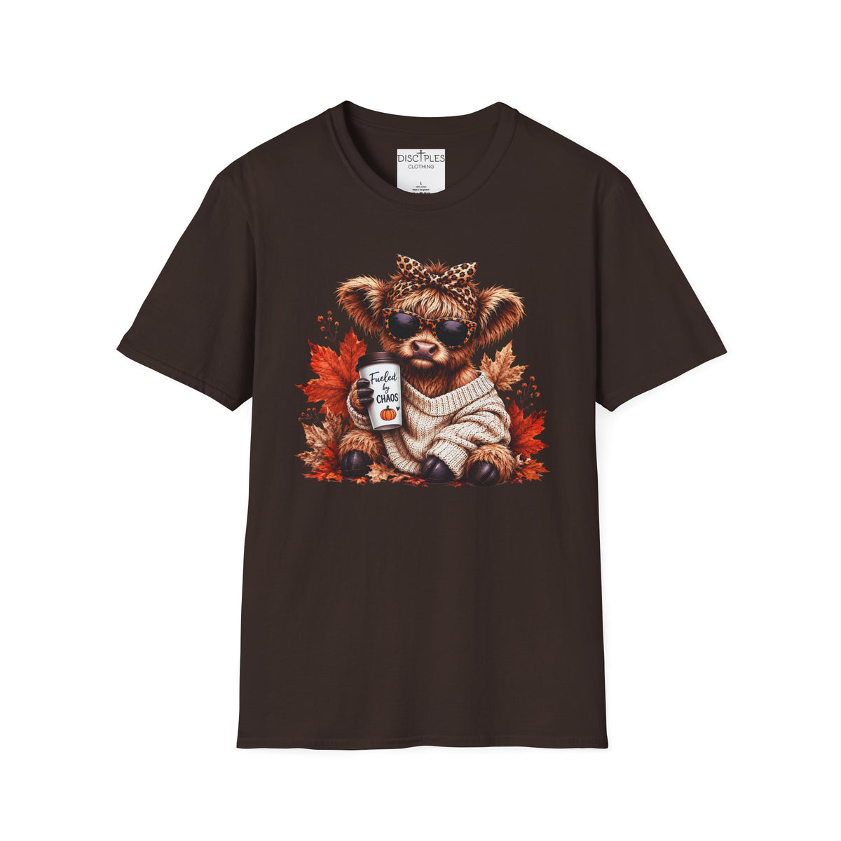 Fueled By Chaos Cow Cozy Autumn Graphic Tee