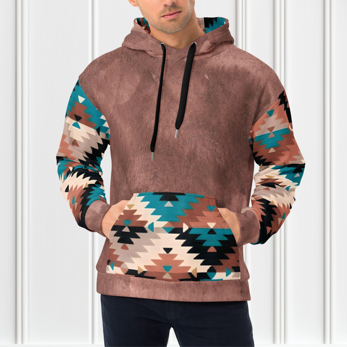 Brown Aztec Color Block Unisex Hoodie