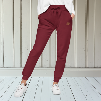 Gold Embroidered Bumble Bee Unisex Fleece Sweatpants