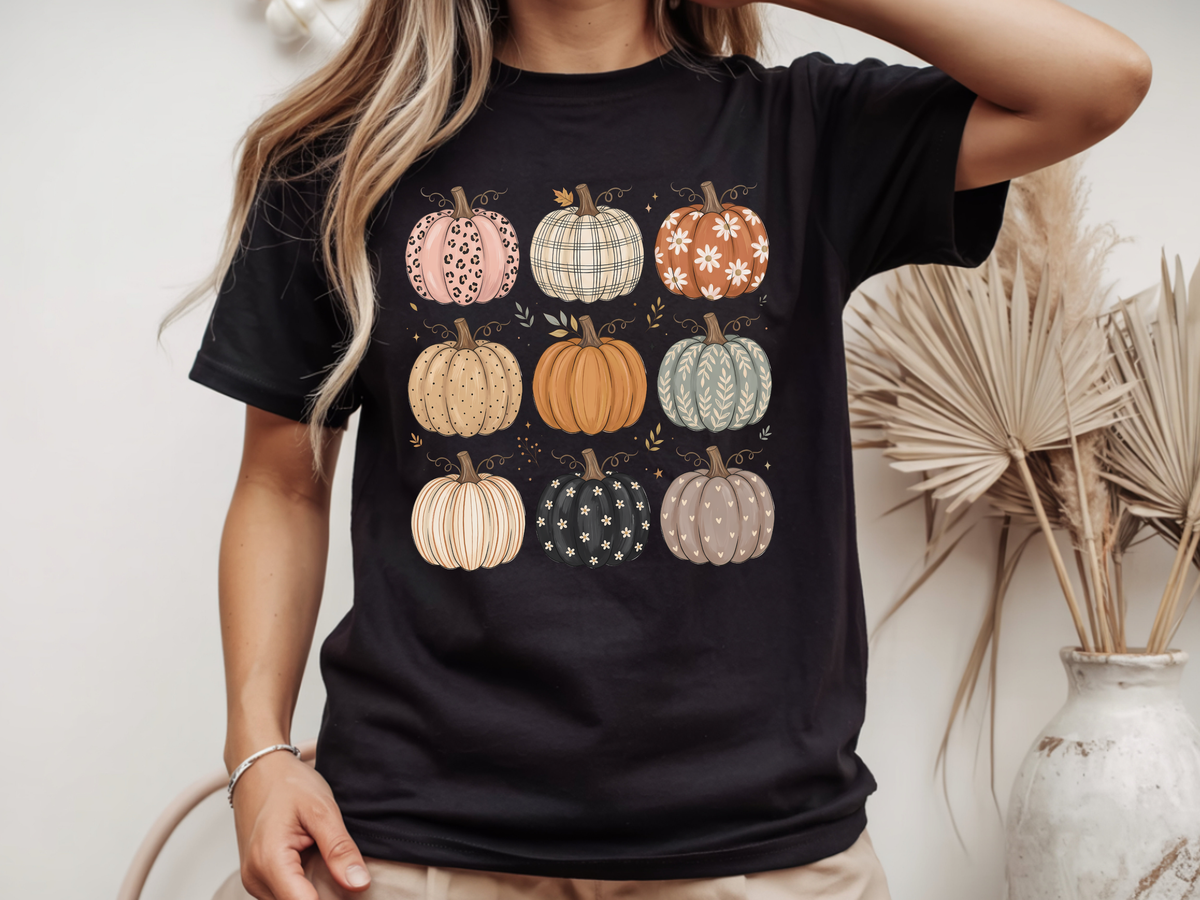 Autumn Patchwork Pumpkins T-Shirt