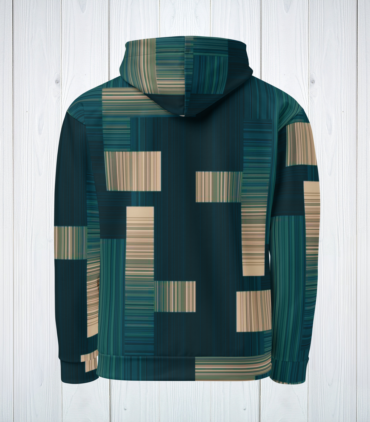 Teal And Beige Block Hoodie