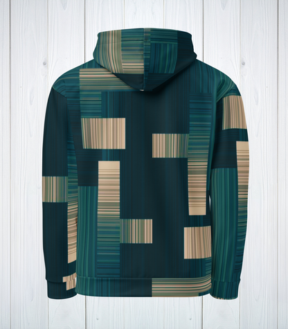 Teal And Beige Block Hoodie
