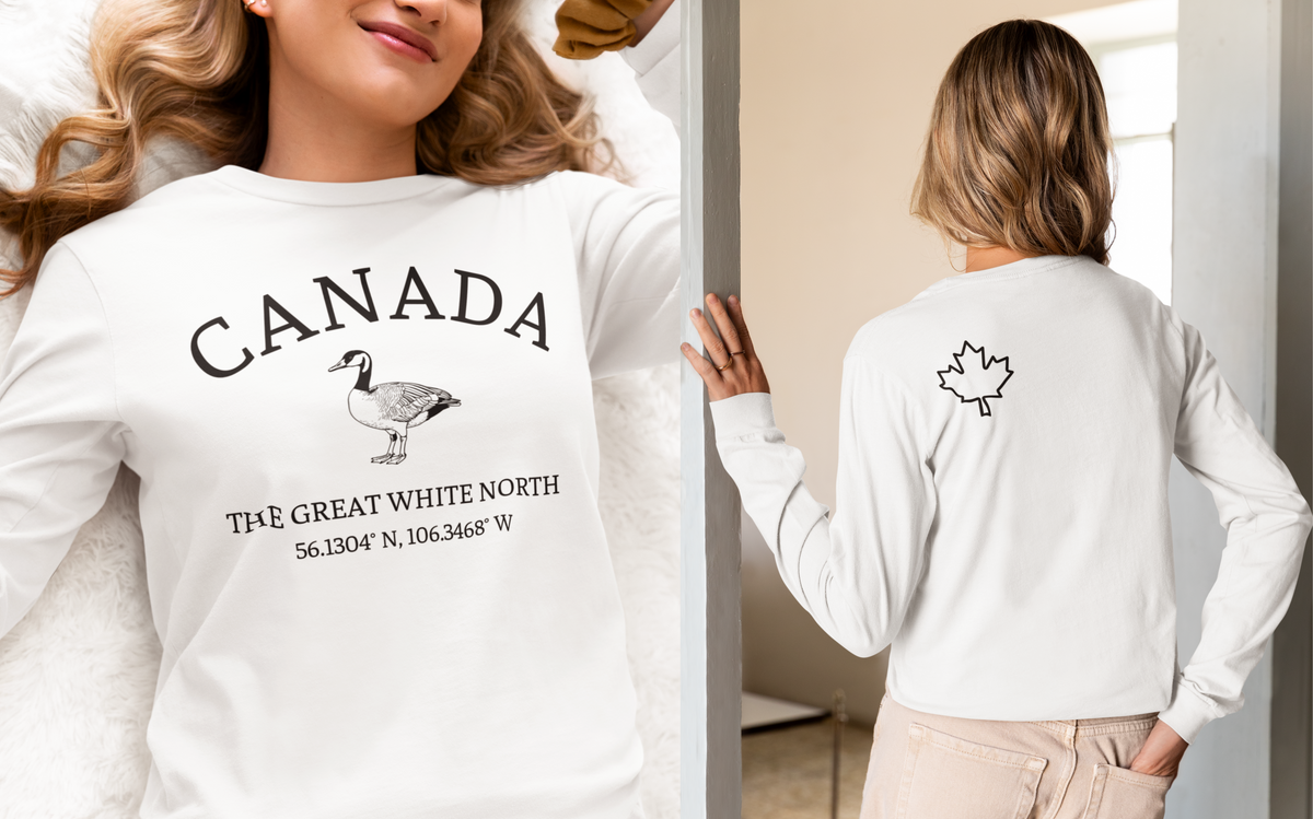 Canada The Great White North Goose & Coordinates Long Sleeve Tee