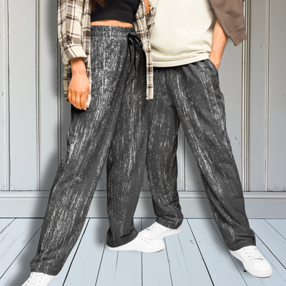 Scratched Grey Wide-Leg Joggers