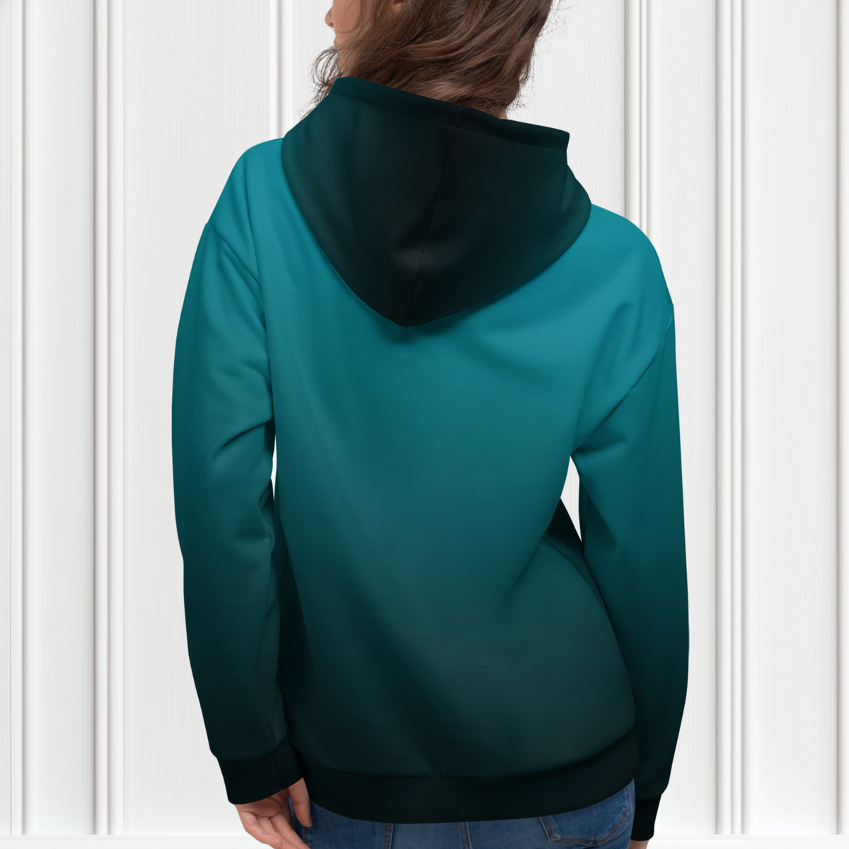 Turquoise To Black Ombre Unisex Hoodie