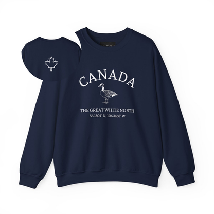 Canada The Great White North Goose & Maple Leaf Crewneck Sweatshirt