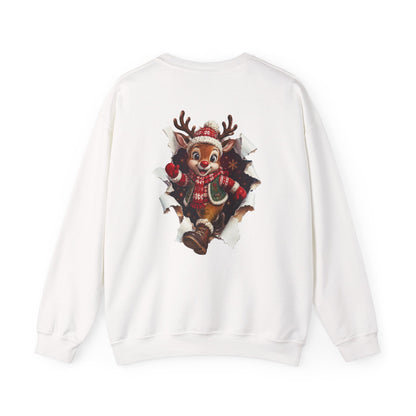 Christmas Reindeer Crewneck Sweatshirt — Cute Vintage Holiday Deer Design