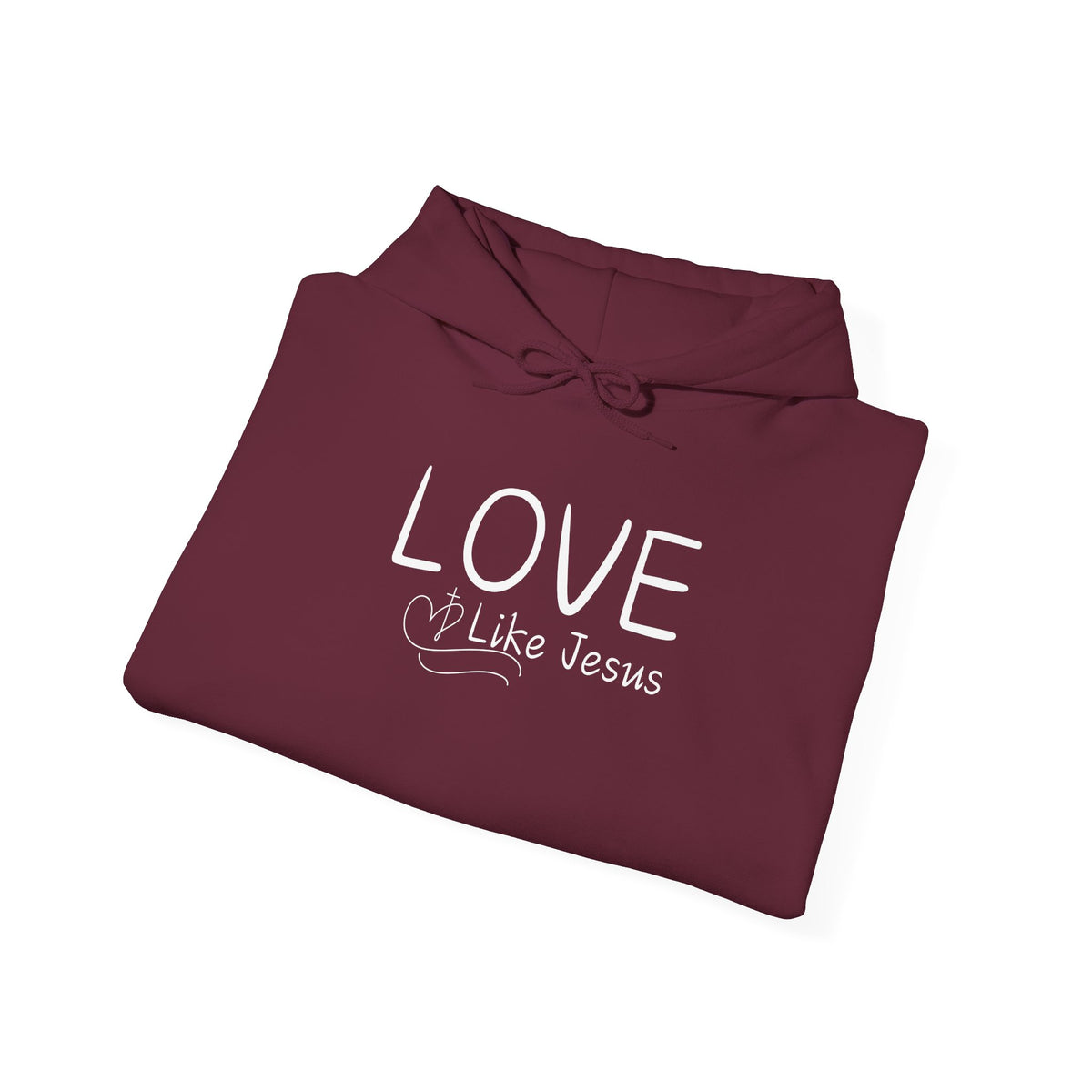 Love Like Jesus Hoodie — Christian Faith Pullover with Scripture Sleeve Text