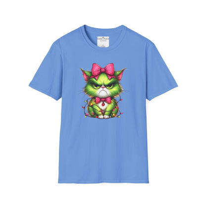 Grumpy Christmas Cat with Bow T-Shirt