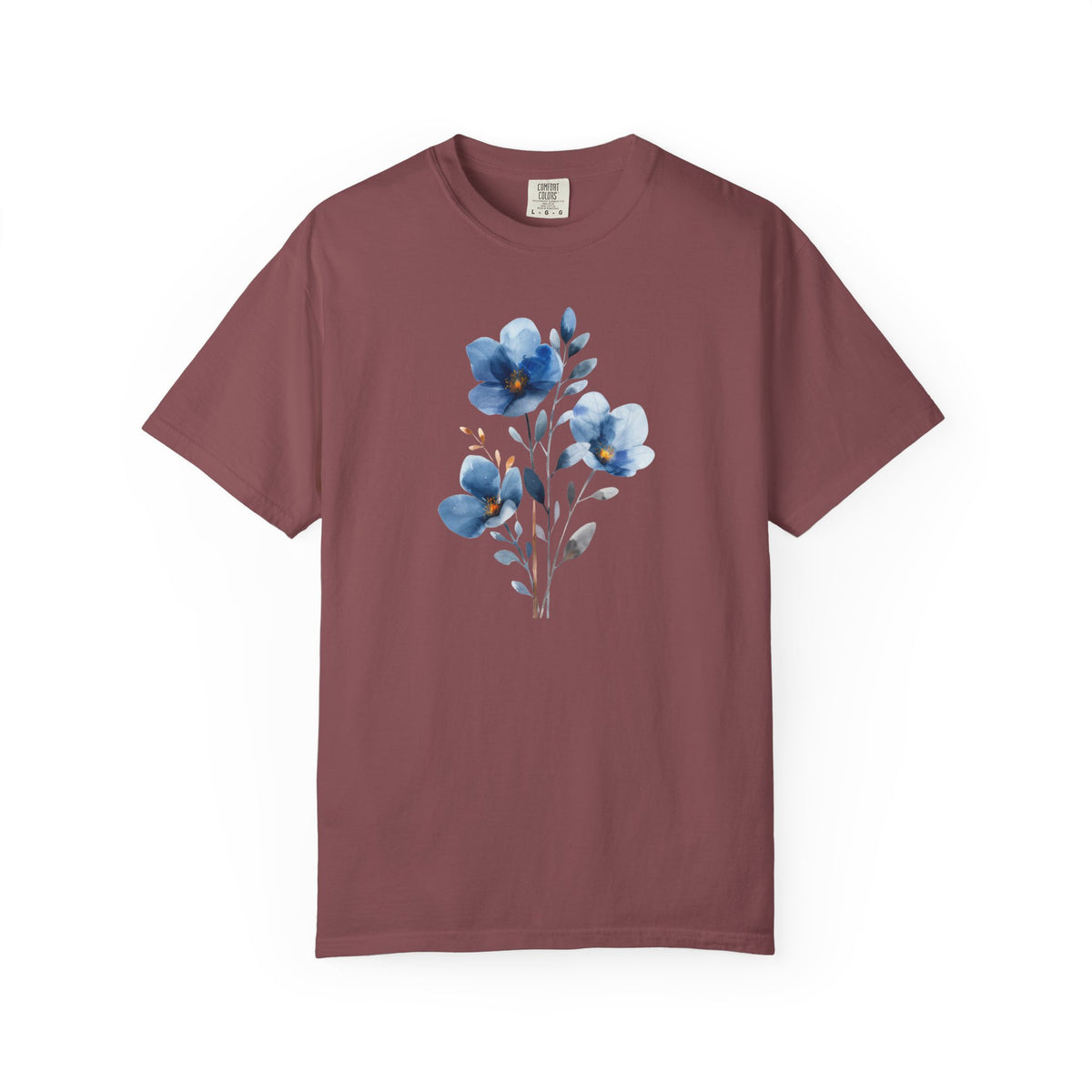 Floral Blue Watercolor Graphic T-Shirt