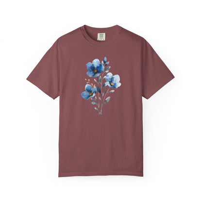 Floral Blue Watercolor Graphic T-Shirt