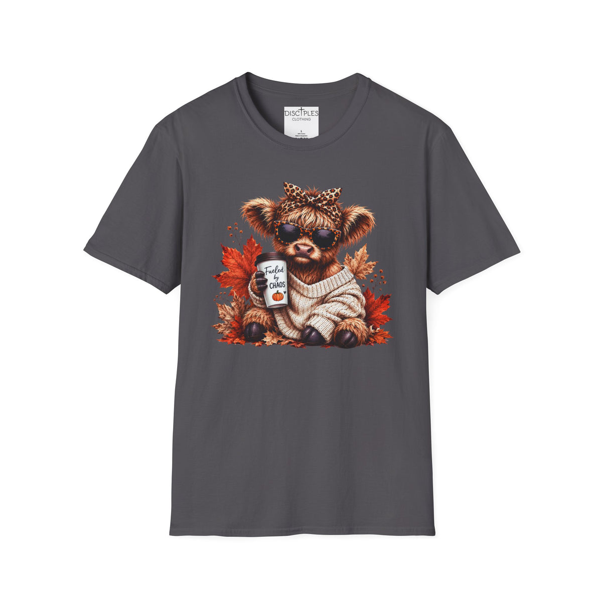 Fueled By Chaos Cow Cozy Autumn Graphic Tee