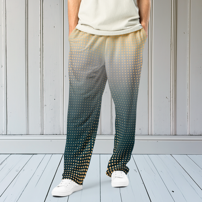 Orange And Grey Ombre With Polka Dots Wide-Leg Joggers