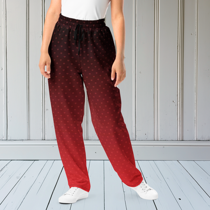 Red Ombre Heart Wide-Leg Joggers