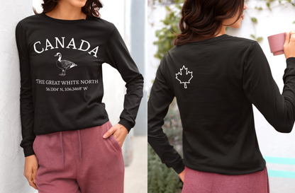 Canada The Great White North Goose & Coordinates Long Sleeve Tee