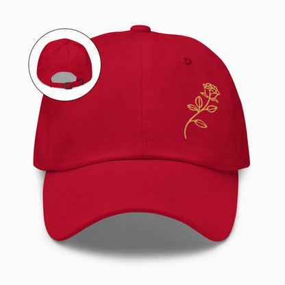 Embroidered Golden Rose Dad Hat