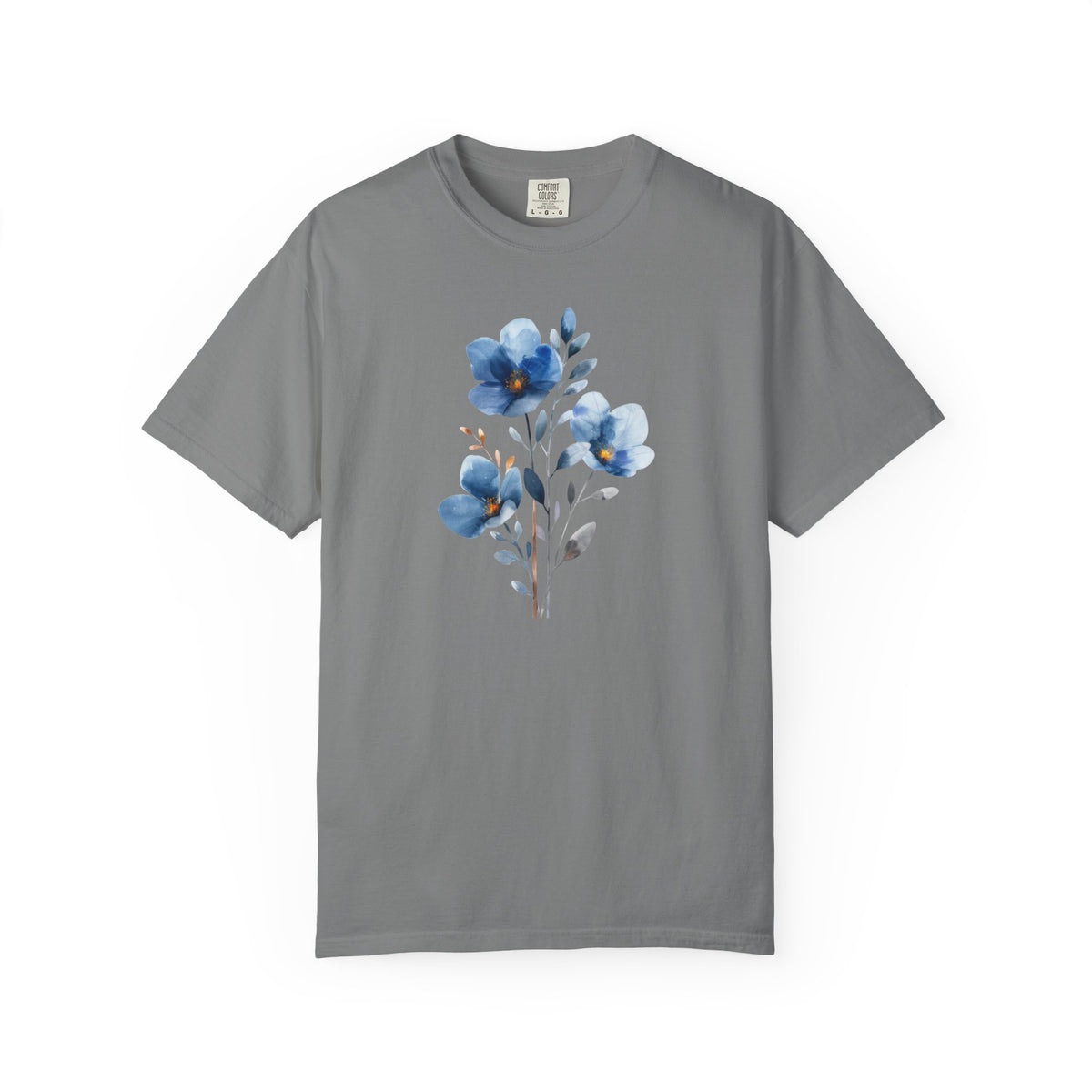 Floral Blue Watercolor Graphic T-Shirt