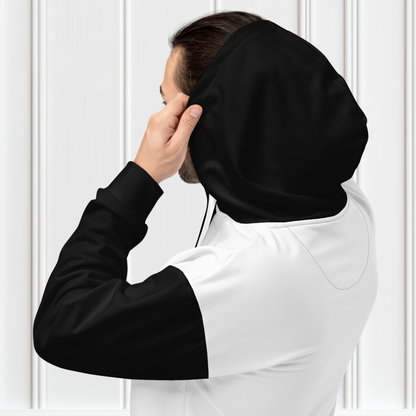White With Black Color Block Unisex Hoodie