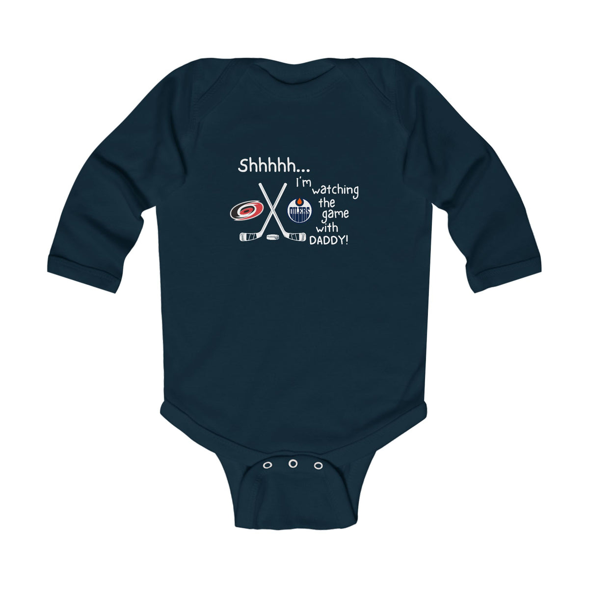 Customizable Shhh... I’m Watching the Game With DaddyHockey Infant Long Sleeve Onesie