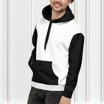 White With Black Color Block Unisex Hoodie