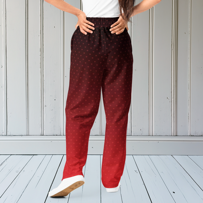 Red Ombre Heart Wide-Leg Joggers