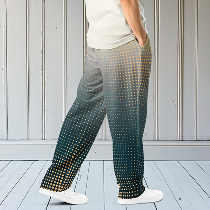 Orange And Grey Ombre With Polka Dots Wide-Leg Joggers