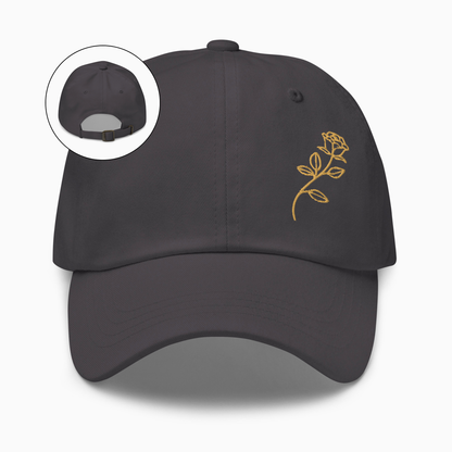 Embroidered Golden Rose Dad Hat