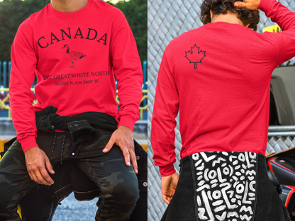 Canada The Great White North Goose & Coordinates Long Sleeve Tee