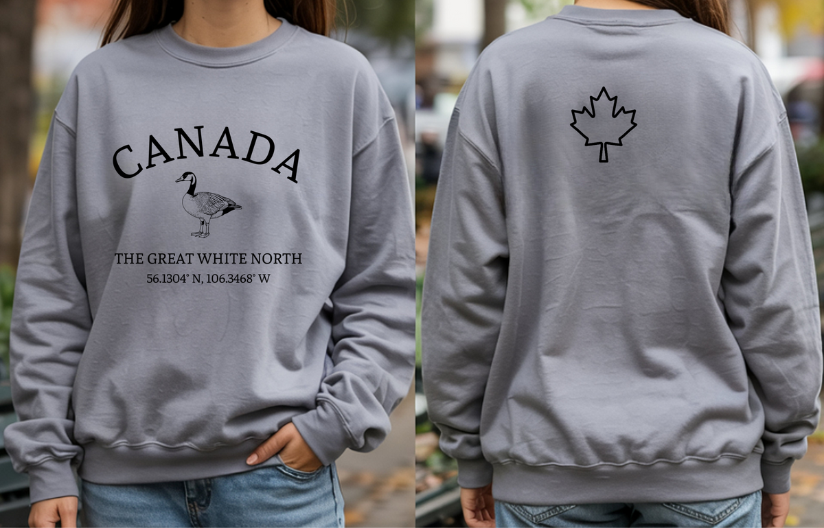 Canada The Great White North Goose & Maple Leaf Crewneck Sweatshirt