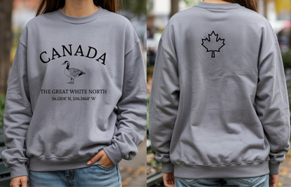 Canada The Great White North Goose & Maple Leaf Crewneck Sweatshirt