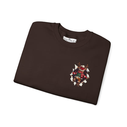 Christmas Reindeer Crewneck Sweatshirt — Cute Vintage Holiday Deer Design