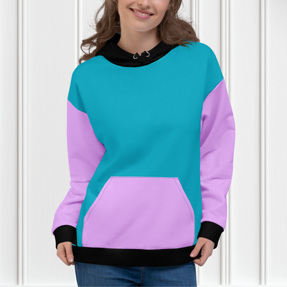 Blue And Purple Color Block Hoodie