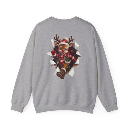 Christmas Reindeer Crewneck Sweatshirt — Cute Vintage Holiday Deer Design