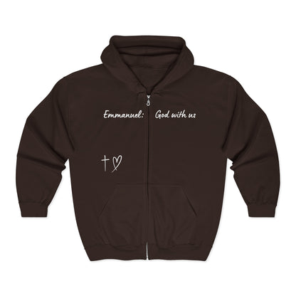 Emmanuel: God With Us Zip Hoodie — Christian Faith Full-Zip Sweatshirt