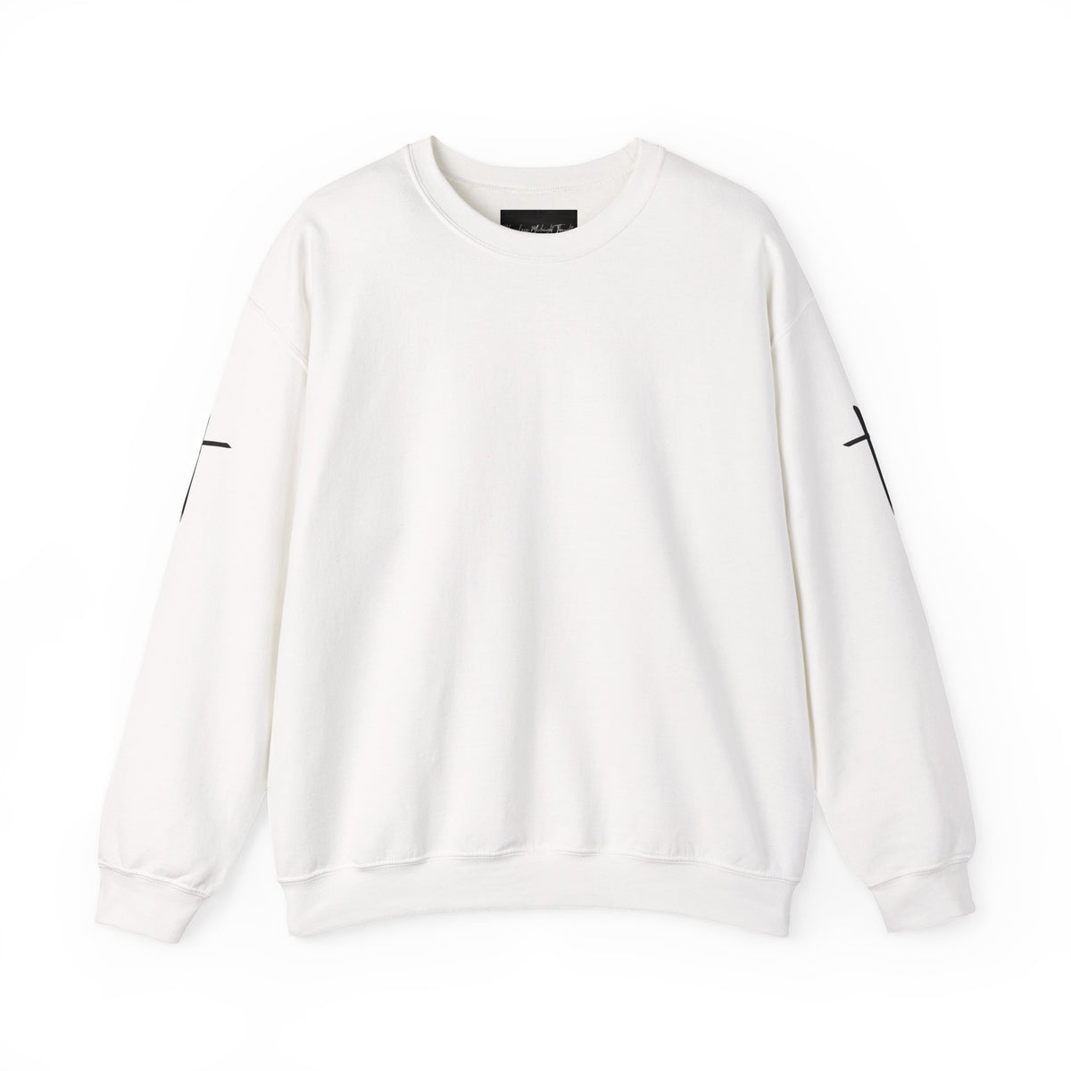Crewneck Sweatshirt — Minimal Cross Sleeve Design