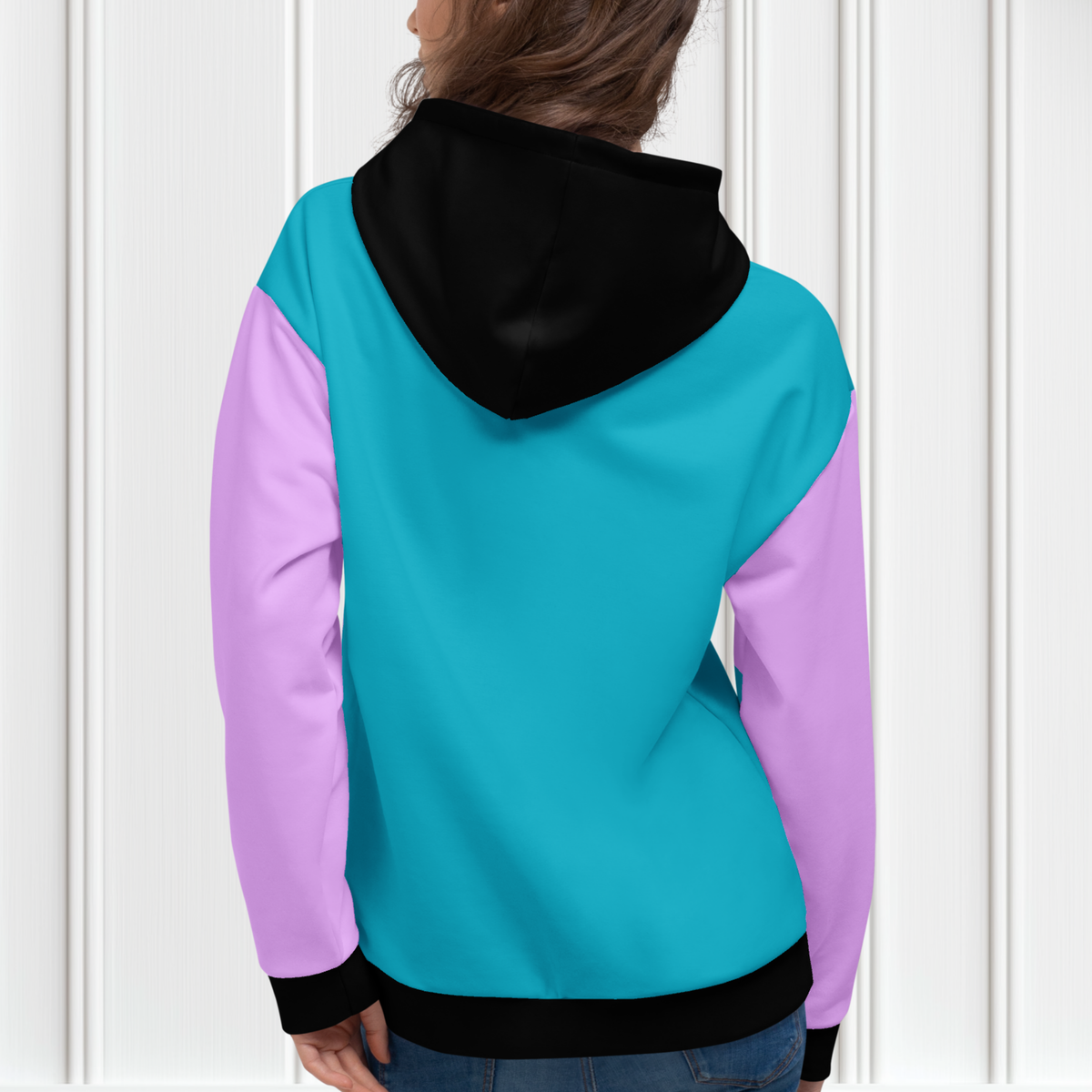 Blue And Purple Color Block Hoodie