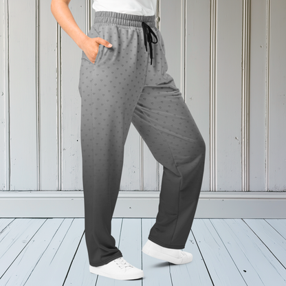 Grey Ombre With Hearts Wide-Leg Joggers