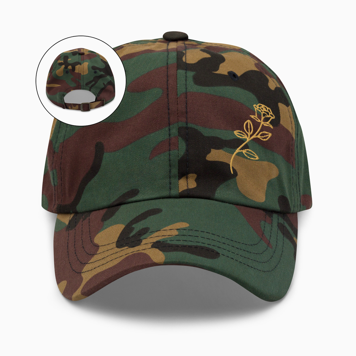 Embroidered Golden Rose Dad Hat