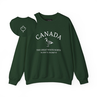 Canada The Great White North Goose & Maple Leaf Crewneck Sweatshirt