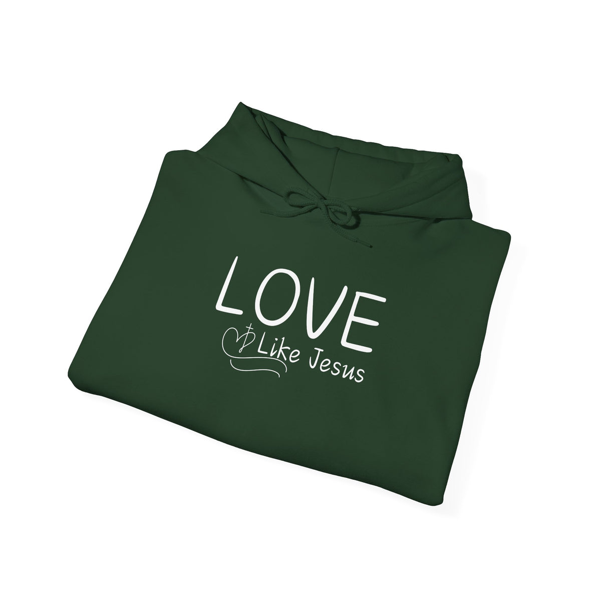 Love Like Jesus Hoodie — Christian Faith Pullover with Scripture Sleeve Text