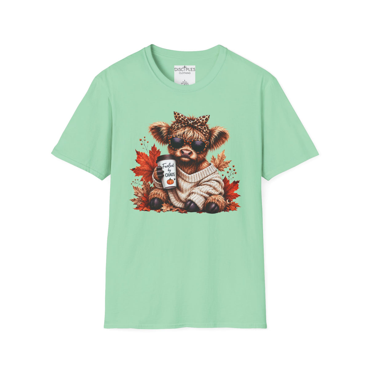 Fueled By Chaos Cow Cozy Autumn Graphic Tee