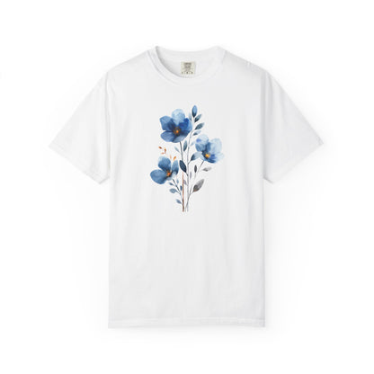 Floral Blue Watercolor Graphic T-Shirt