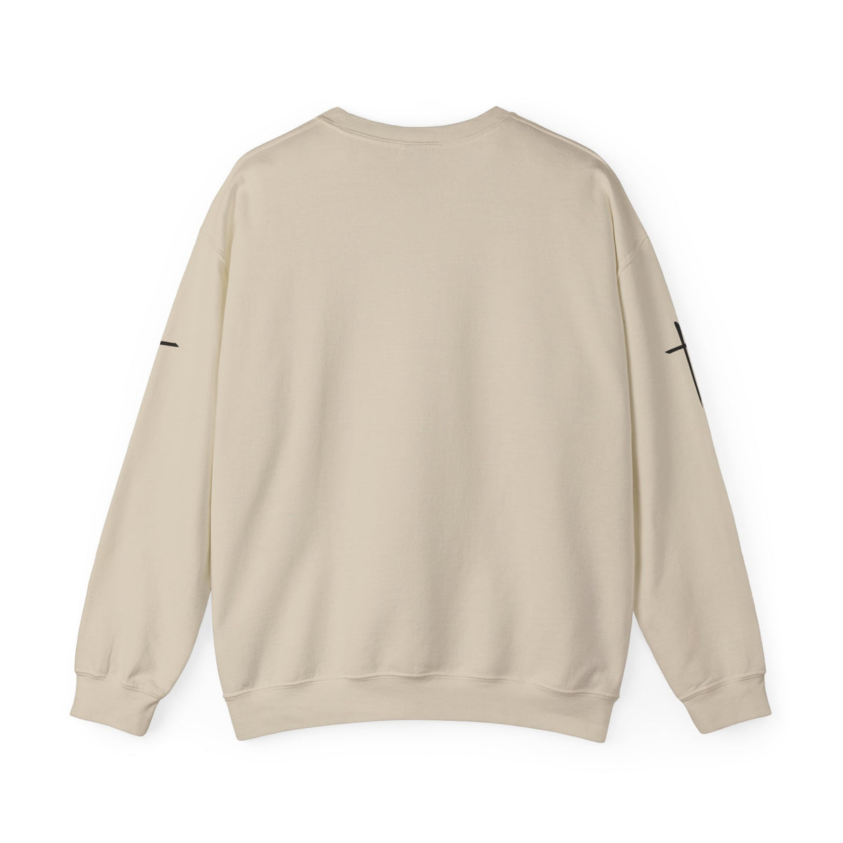 Crewneck Sweatshirt — Minimal Cross Sleeve Design