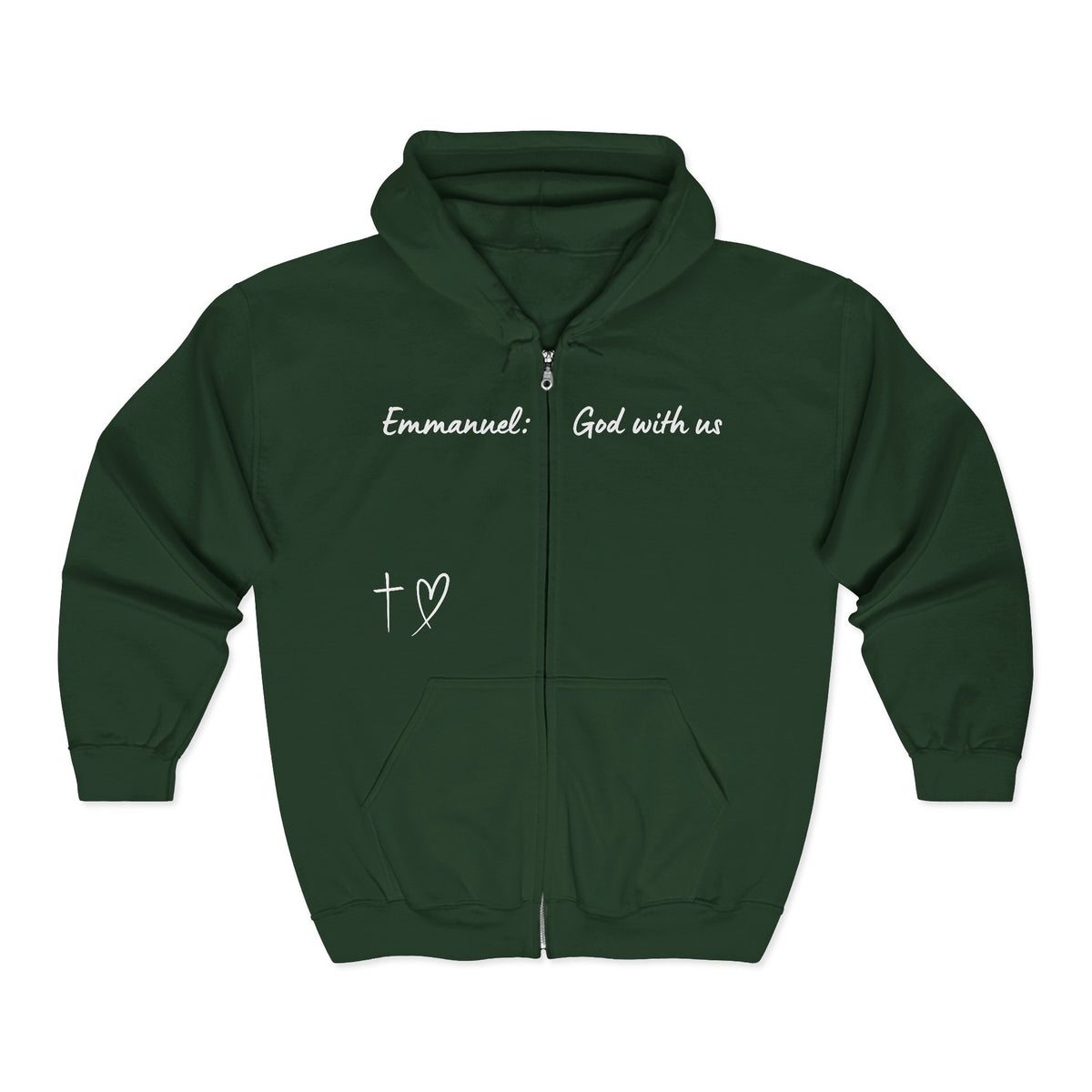 Emmanuel: God With Us Zip Hoodie — Christian Faith Full-Zip Sweatshirt