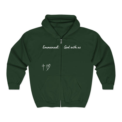 Emmanuel: God With Us Zip Hoodie — Christian Faith Full-Zip Sweatshirt