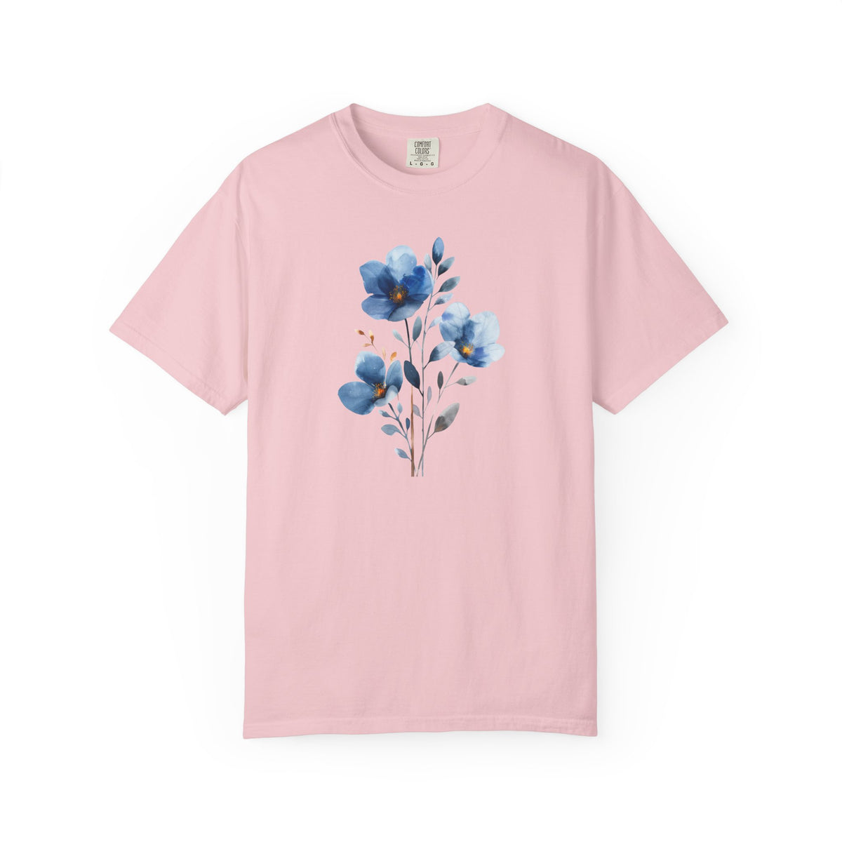 Floral Blue Watercolor Graphic T-Shirt