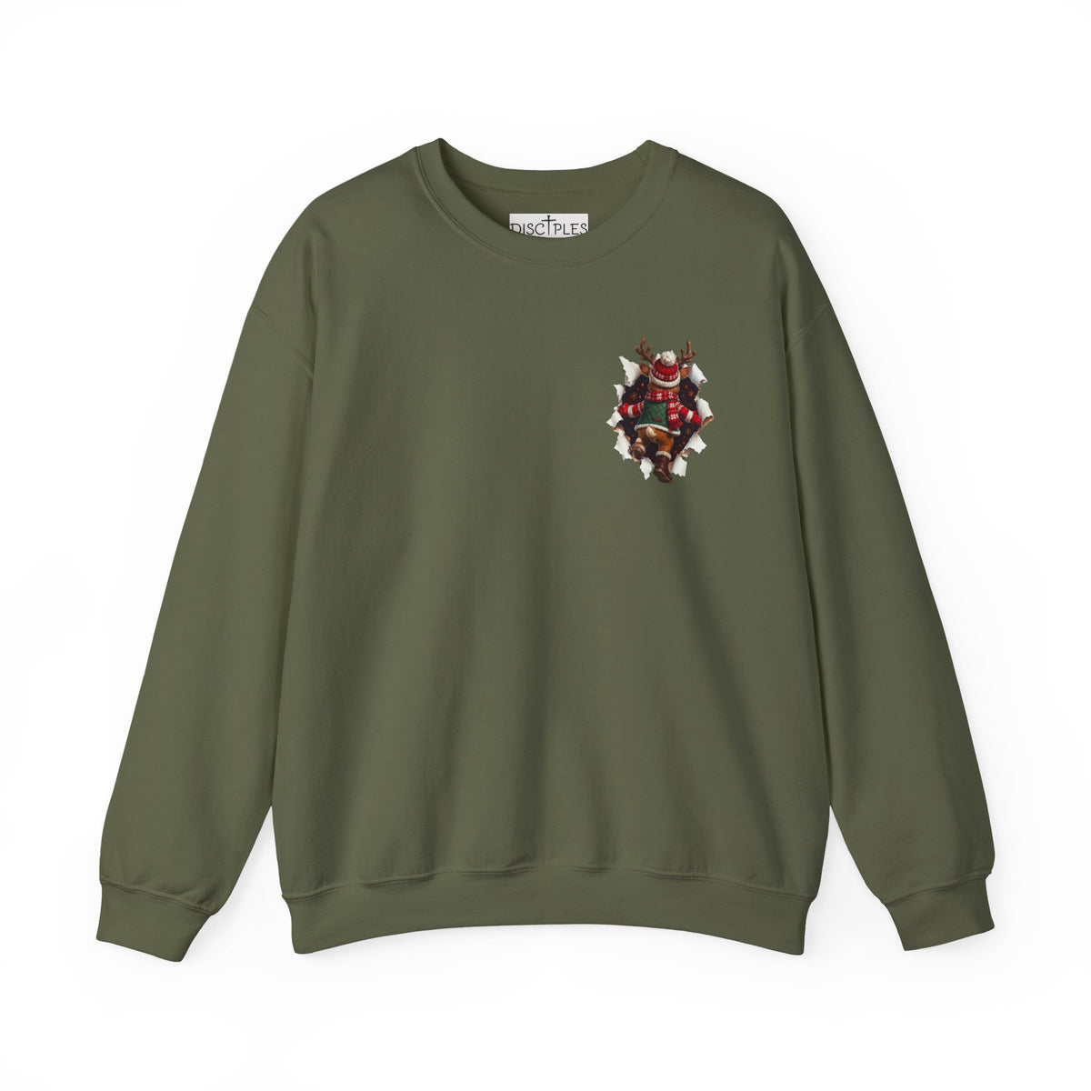 Christmas Reindeer Crewneck Sweatshirt — Cute Vintage Holiday Deer Design