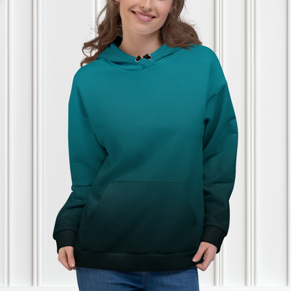 Turquoise To Black Ombre Unisex Hoodie