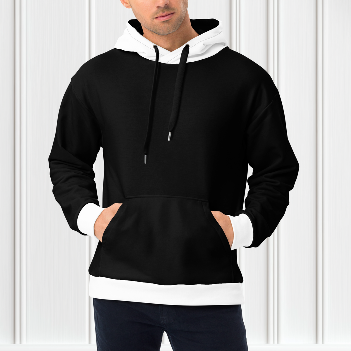 Black With White Unisex Hoodie