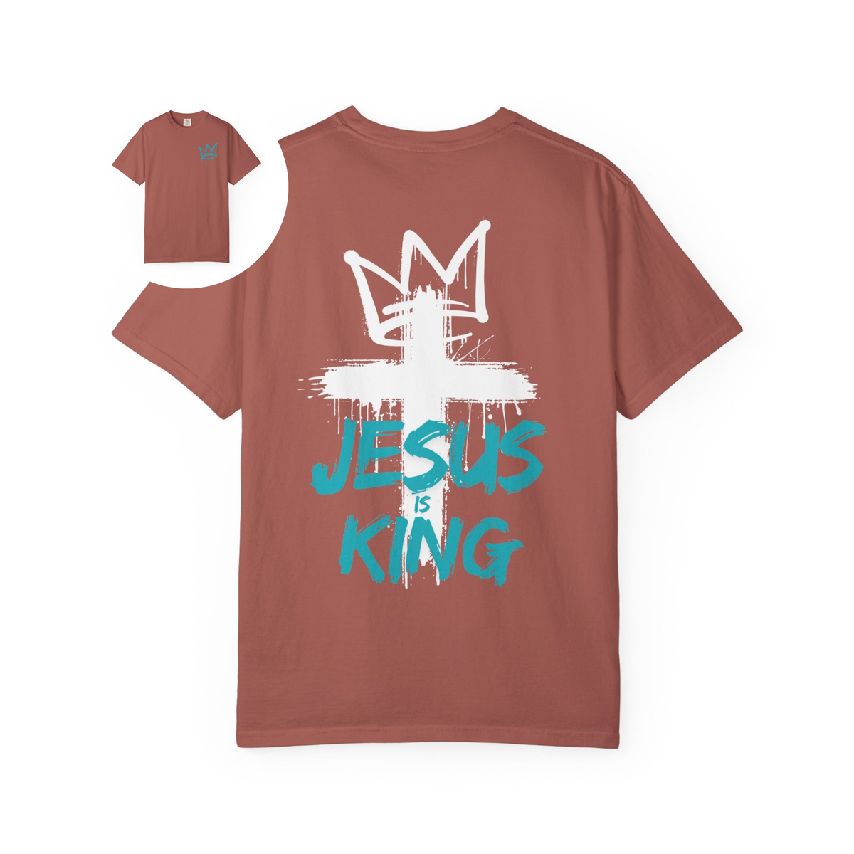 Jesus Is King T-Shirt Crown & Cross Faith Graphic T-Shirt